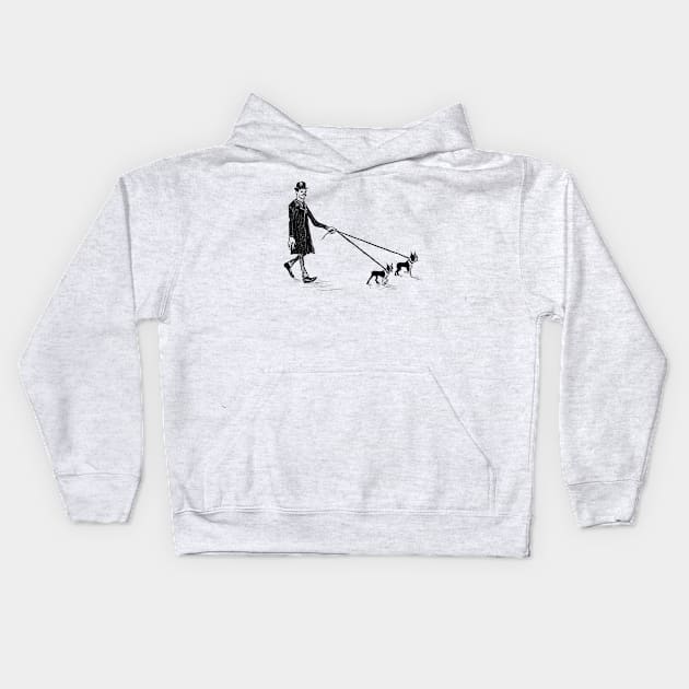 A Gentleman Dog Walk Kids Hoodie by Anthony Statham